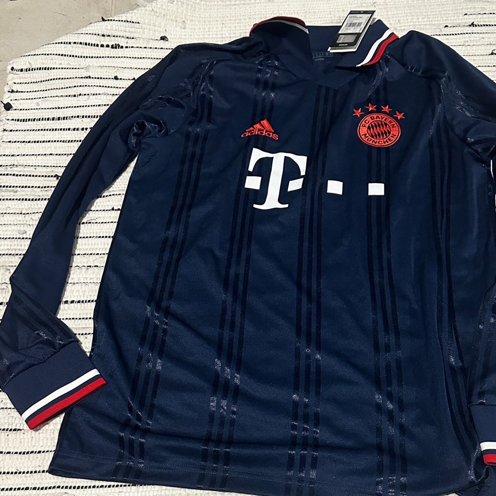 Adidas Kids Dark Blue Soccer Jersey with Red Details